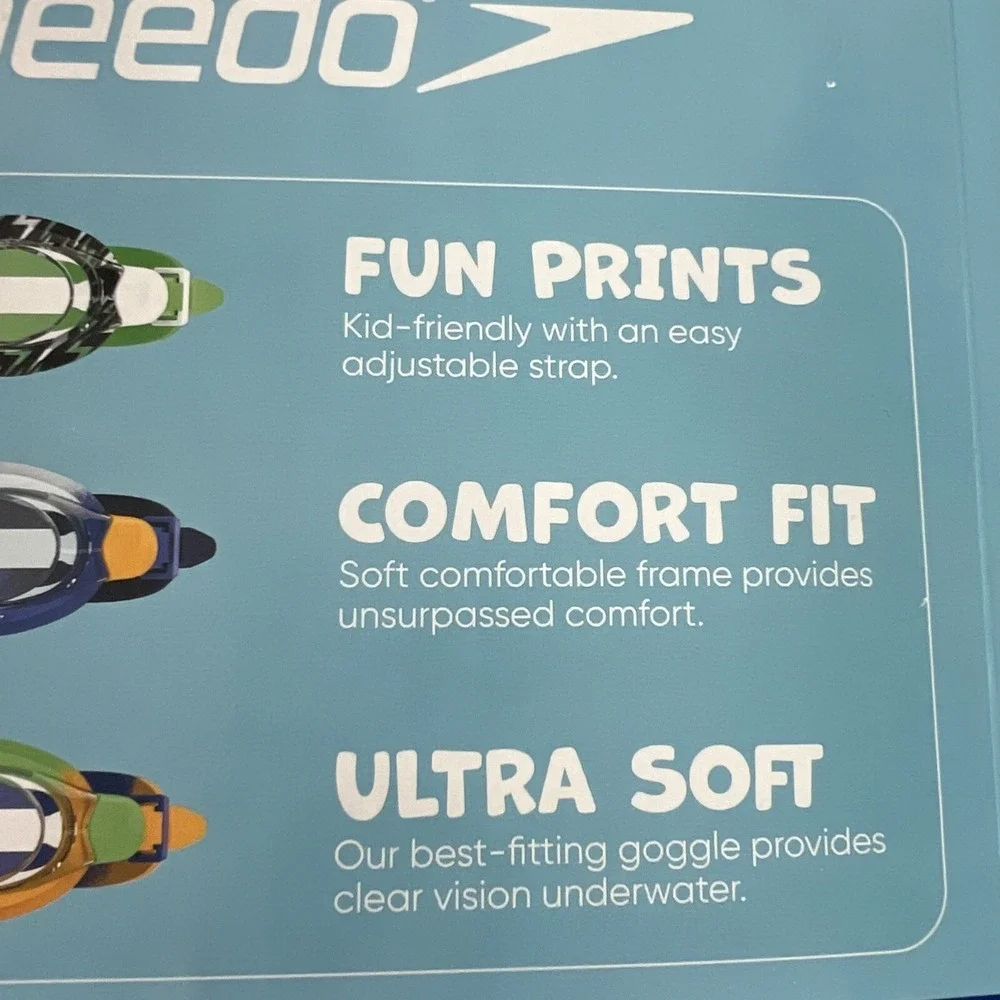 Speedo Kids Swim Goggles 3 Pack Ages 3-10 TUV Protect Easy Adjust‎ Anti Fog F30